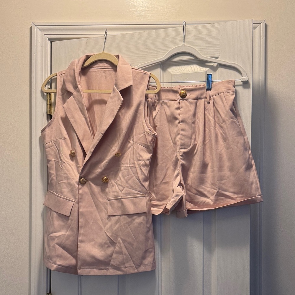 SHEIN Pink Women's Shorts and Vest Set